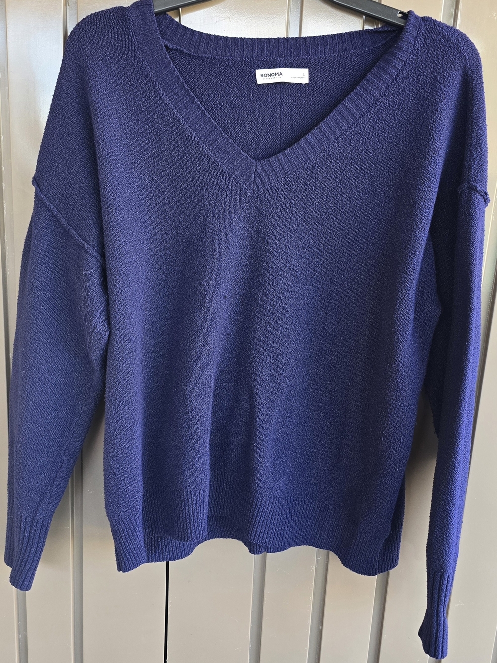Sonoma Deep Navy V-Neck Relaxed Sweater